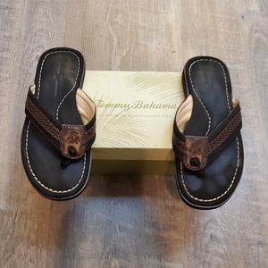 Tommy Bahama Men's Flip Flop Sandals, Size 9, Brown/Black